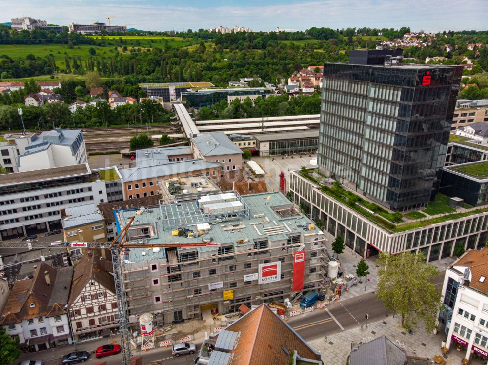 Luftaufnahme Göppingen - Baustelle zum Neubau der Hotelanlage RiKu Cityhotel in Göppingen im Bundesland Baden-Württemberg, Deutschland