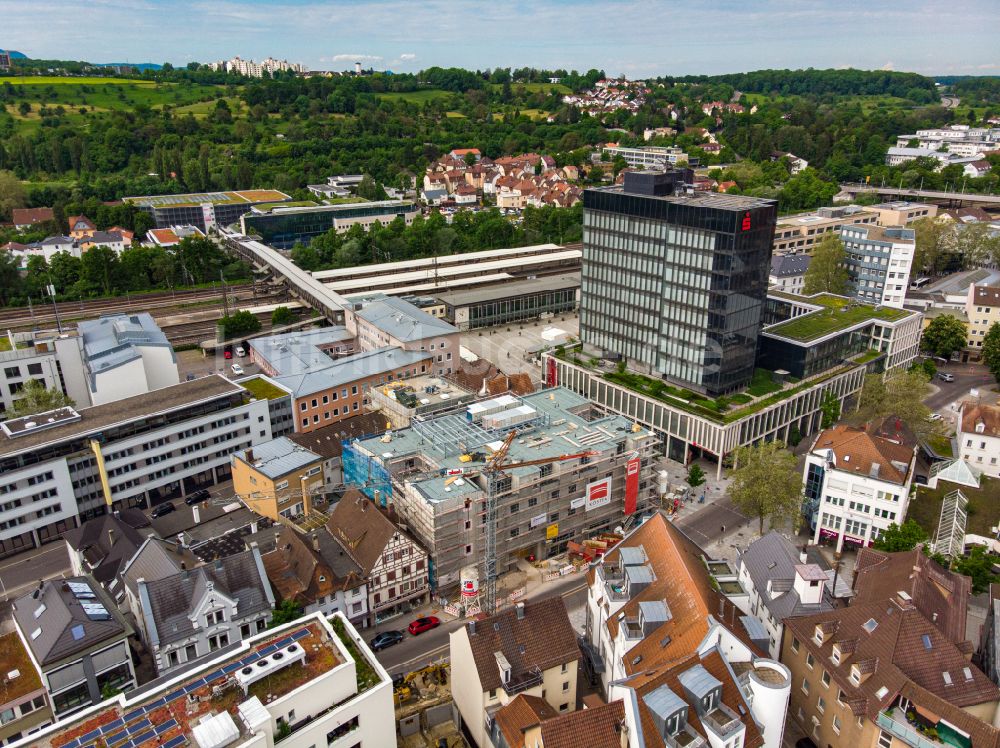 Göppingen von oben - Baustelle zum Neubau der Hotelanlage RiKu Cityhotel in Göppingen im Bundesland Baden-Württemberg, Deutschland