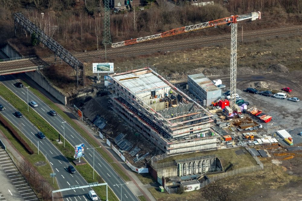 Luftbild Oberhausen - Baustelle zum Neubau der Hotelanlage Super 8 durch die REAL Estate Development GmbH am Brammenring in Oberhausen im Bundesland Nordrhein-Westfalen, Deutschland