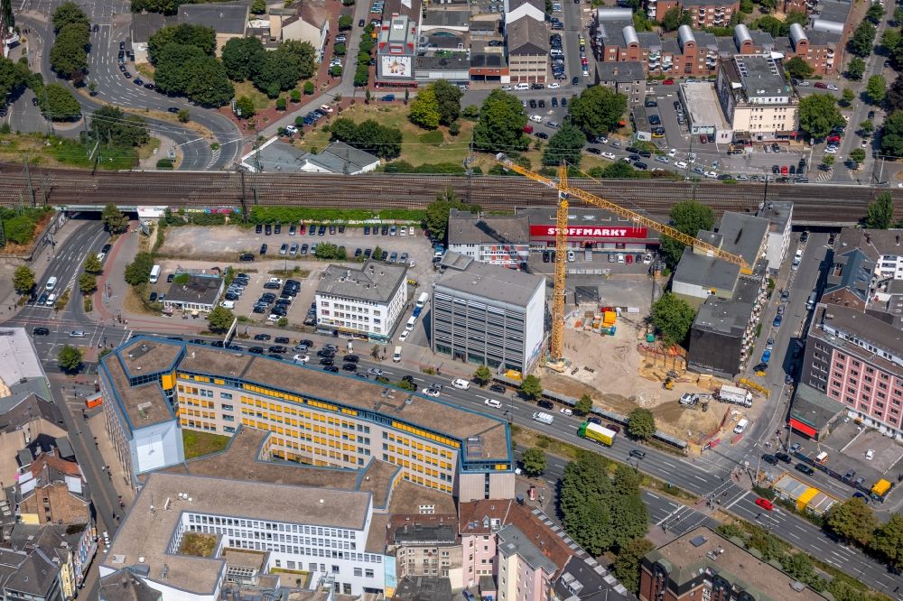 Luftaufnahme Dortmund - Baustelle zum Neubau der Hotelkette Leonardo in Dortmund im Bundesland Nordrhein-Westfalen, Deutschland
