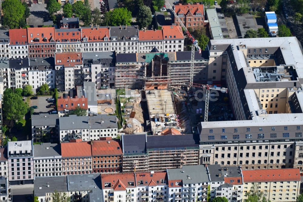 Leipzig aus der Vogelperspektive: Baustelle zum Neubau des Justizzentrum Leipzig in Leipzig im Bundesland Sachsen, Deutschland