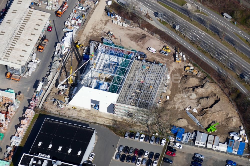 Luftbild Göttingen - Baustelle zum Neubau der Kraftwerksanlagen des Biowärmezentrums in Göttingen im Bundesland Niedersachsen, Deutschland