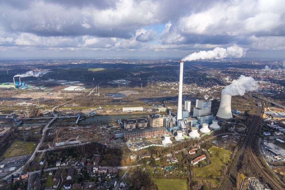 Luftaufnahme Herne - Baustelle zum Neubau der Kraftwerksanlagen eines Gas- und Dampfkraftwerk der STEAG GmbH in Herne im Bundesland Nordrhein-Westfalen, Deutschland