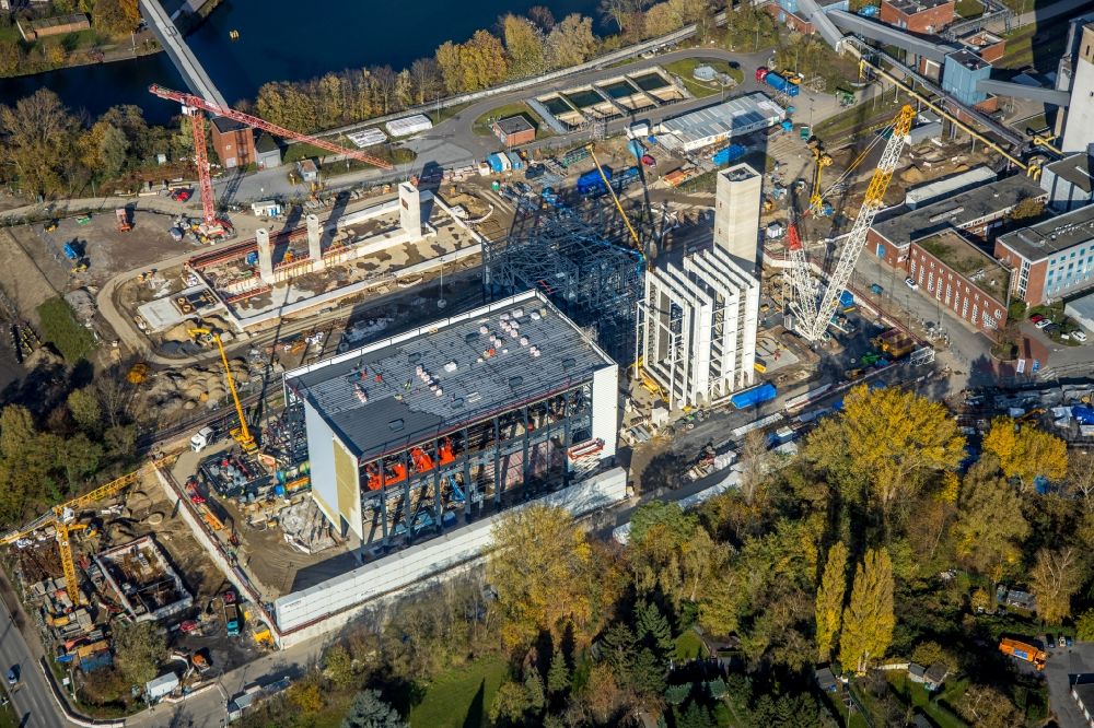 Luftbild Herne - Baustelle zum Neubau der Kraftwerksanlagen eines Gas- und Dampfkraftwerk der STEAG GmbH in Herne im Bundesland Nordrhein-Westfalen, Deutschland