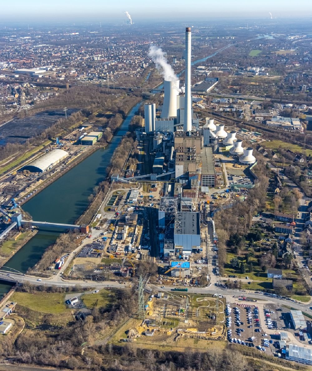 Luftbild Herne - Baustelle zum Neubau der Kraftwerksanlagen eines Gas- und Dampfkraftwerk der STEAG GmbH in Herne im Bundesland Nordrhein-Westfalen, Deutschland