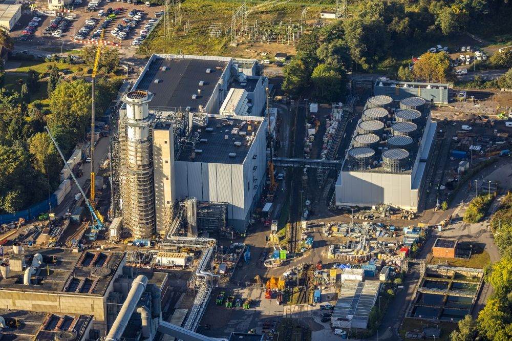 Herne von oben - Baustelle zum Neubau der Kraftwerksanlagen eines Gas- und Dampfkraftwerk der STEAG GmbH in Herne im Bundesland Nordrhein-Westfalen, Deutschland
