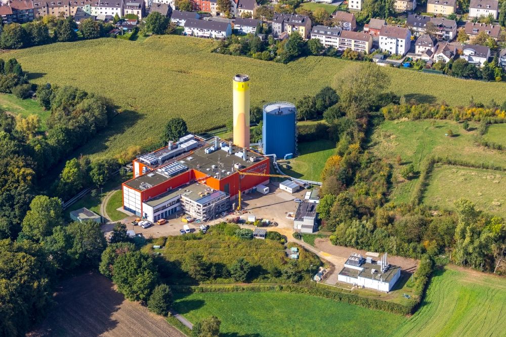 Luftbild Bochum - Baustelle zum Neubau der Kraftwerksanlagen des Heizkraftwerkes Heizkraftwerk Hiltrop in Bochum im Bundesland Nordrhein-Westfalen, Deutschland