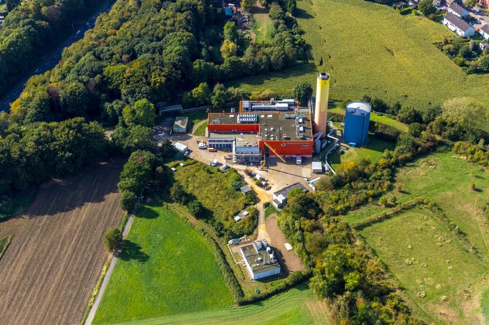 Luftaufnahme Bochum - Baustelle zum Neubau der Kraftwerksanlagen des Heizkraftwerkes Heizkraftwerk Hiltrop in Bochum im Bundesland Nordrhein-Westfalen, Deutschland