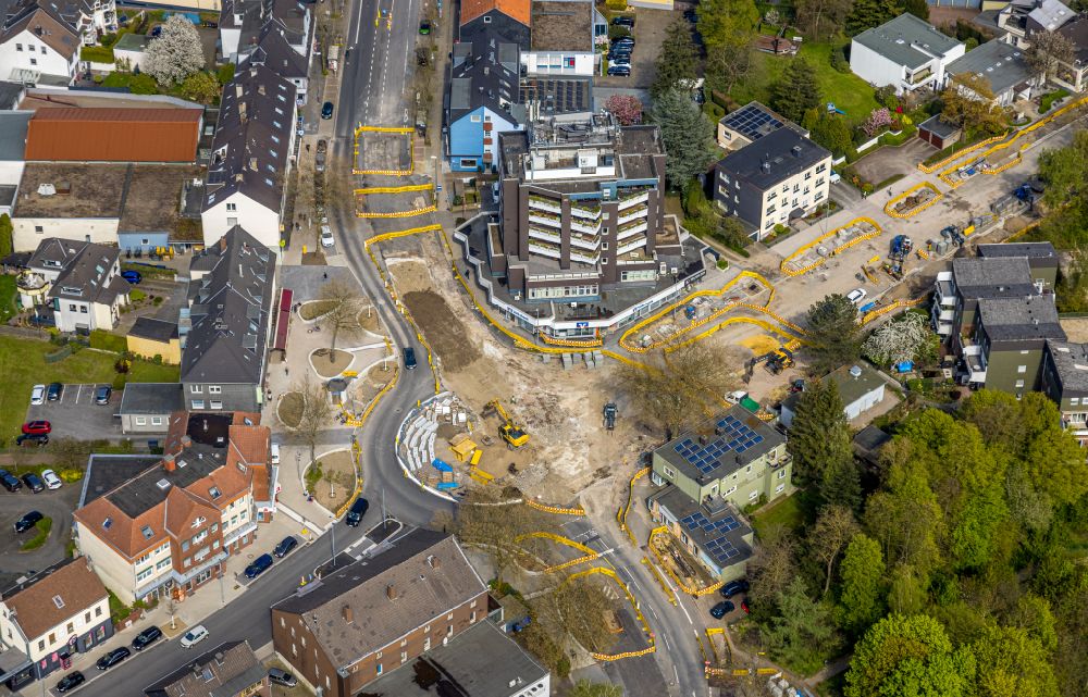 Bochum aus der Vogelperspektive: Baustelle zum Neubau der Kreisverkehr - Straßenführung Kemnader Straße - Heinrich-König-Straße in Bochum im Bundesland Nordrhein-Westfalen, Deutschland