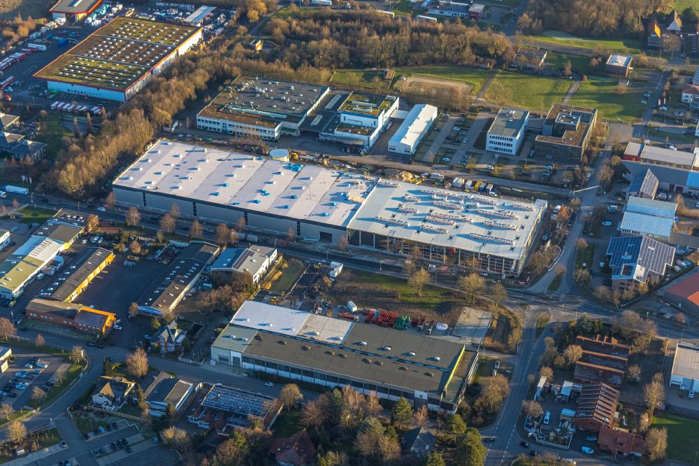 Luftbild Rhynern - Baustelle zum Neubau einer Lagerhalle in Rhynern im Bundesland Nordrhein-Westfalen, Deutschland