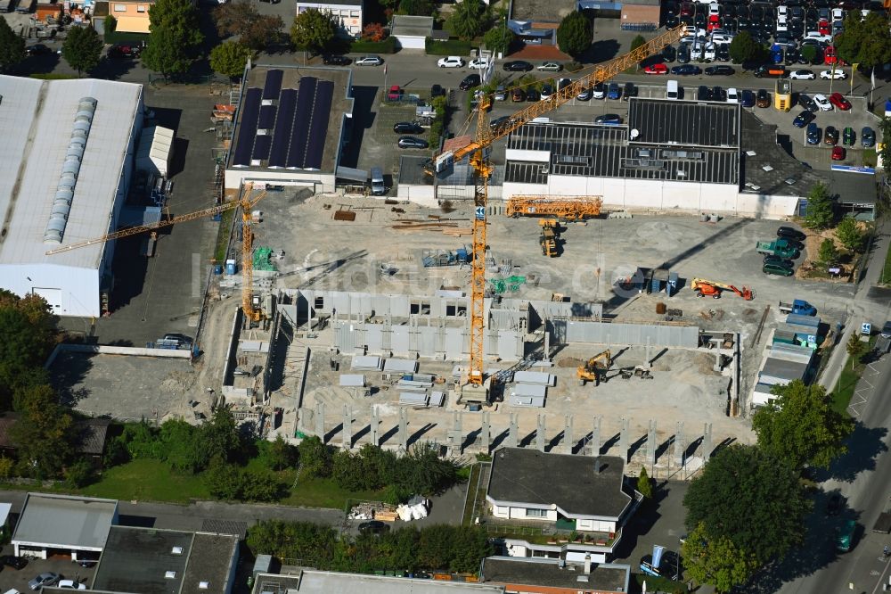 Luftaufnahme Bietigheim-Bissingen - Baustelle zum Neubau des LIDL - Einkaufszentrum in Bietigheim-Bissingen im Bundesland Baden-Württemberg, Deutschland