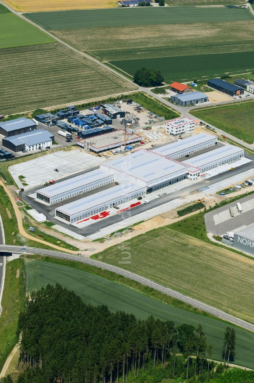 Luftaufnahme Aichach - Baustelle zum Neubau eines Logistikzentrum der DPD Deutschland GmbH in Aichach im Bundesland Bayern, Deutschland
