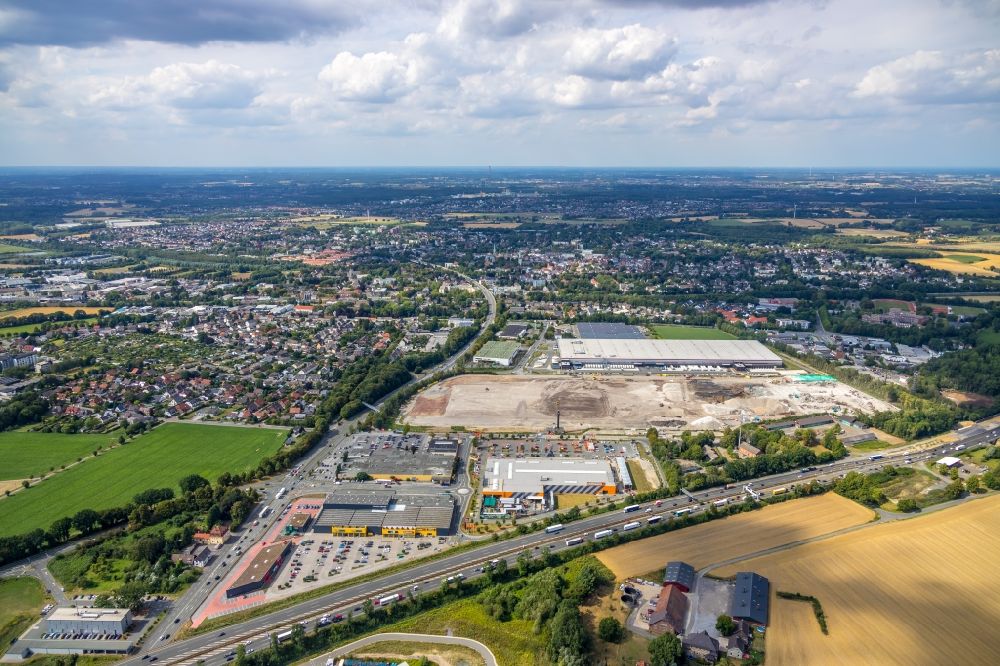 Kamen von oben - Baustelle zum Neubau eines Logistikzentrum der P3 Logistic Parks GmbH in Kamen im Bundesland Nordrhein-Westfalen, Deutschland
