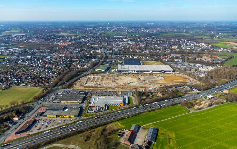 Kamen von oben - Baustelle zum Neubau eines Logistikzentrum der P3 Logistic Parks GmbH in Kamen im Bundesland Nordrhein-Westfalen, Deutschland