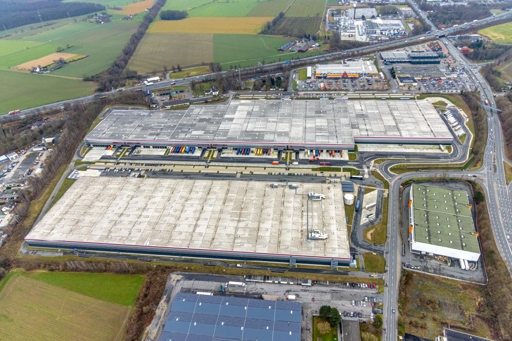 Luftaufnahme Kamen - Baustelle zum Neubau eines Logistikzentrum der P3 Logistic Parks GmbH in Kamen im Bundesland Nordrhein-Westfalen, Deutschland