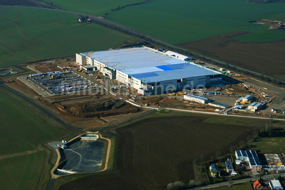 Luftbild Cretzschwitz - Baustelle zum Neubau eines Logistikzentrums Amazon in Cretzschwitz im Bundesland Thüringen, Deutschland