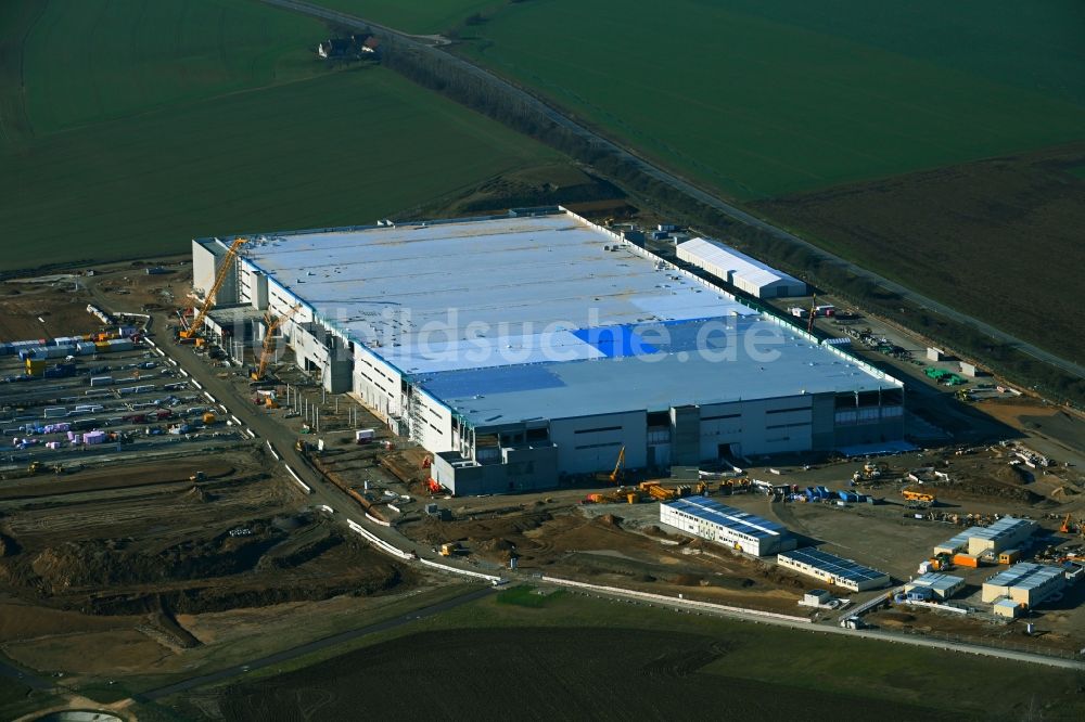 Luftaufnahme Cretzschwitz - Baustelle zum Neubau eines Logistikzentrums Amazon in Cretzschwitz im Bundesland Thüringen, Deutschland