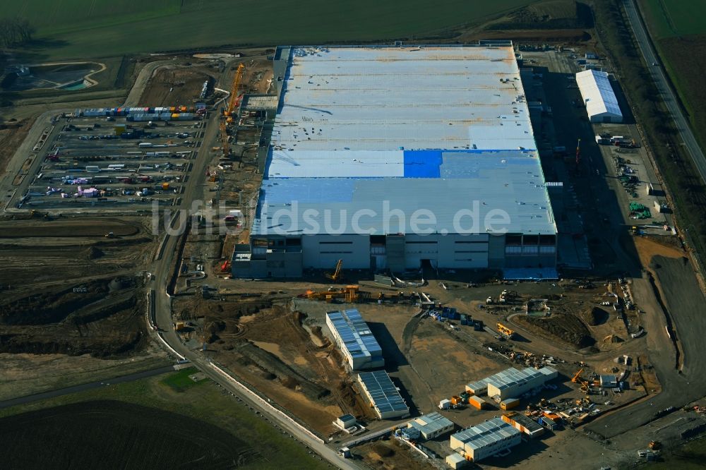 Cretzschwitz von oben - Baustelle zum Neubau eines Logistikzentrums Amazon in Cretzschwitz im Bundesland Thüringen, Deutschland