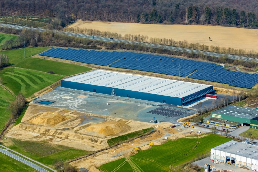 Luftbild Meschede - Baustelle zum Neubau eines Logistikzentrums der Briloner Leuchten GmbH & Co. KG in Meschede im Bundesland Nordrhein-Westfalen, Deutschland