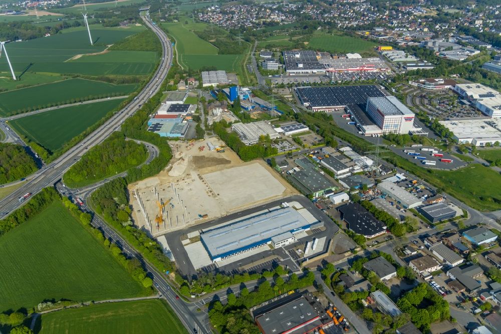 Witten von oben - Baustelle zum Neubau eines Logistikzentrums der Hermes Germany GmbH in Witten im Bundesland Nordrhein-Westfalen, Deutschland