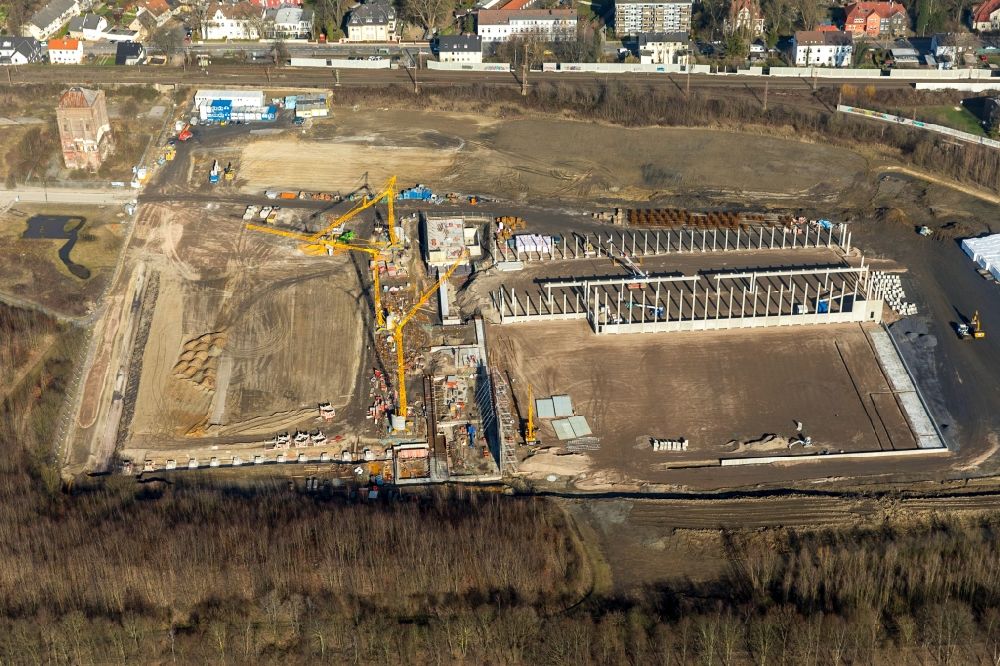 Luftbild Herne - Baustelle zum Neubau eines Logistikzentrums der NORDFROST GmbH & Co. KG in Herne im Bundesland Nordrhein-Westfalen, Deutschland