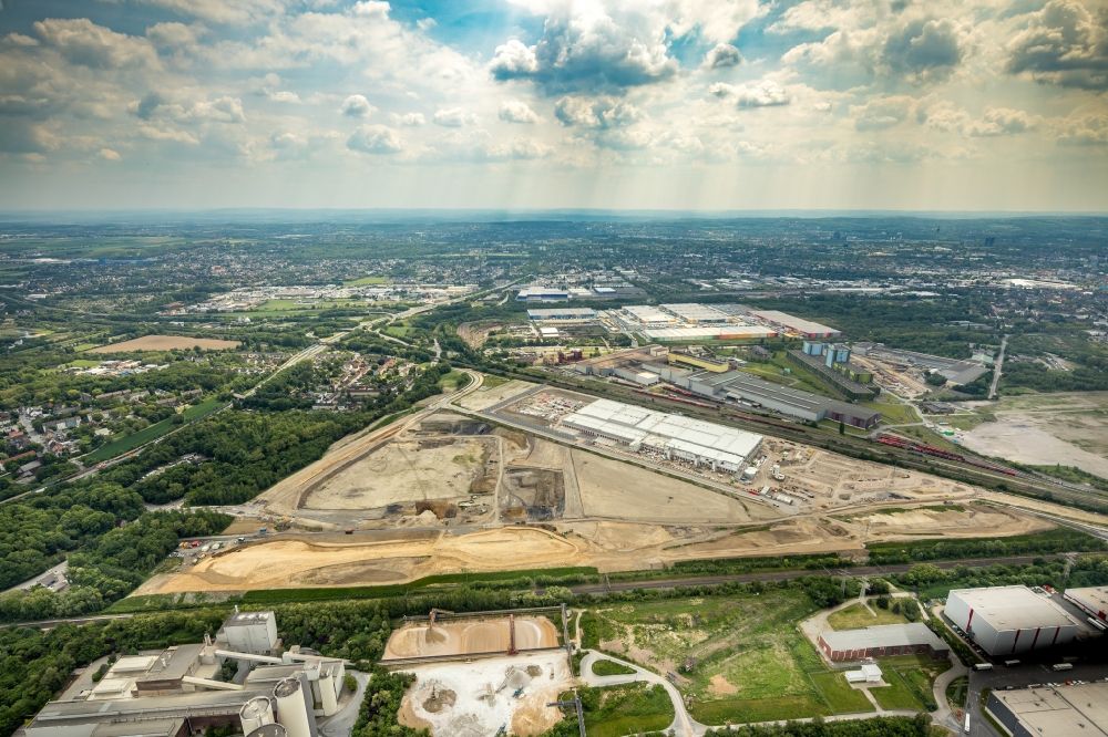 Luftaufnahme Dortmund - Baustelle zum Neubau eines Logistikzentrums der REWE DORTMUND Großhandel eG in Dortmund im Bundesland Nordrhein-Westfalen, Deutschland