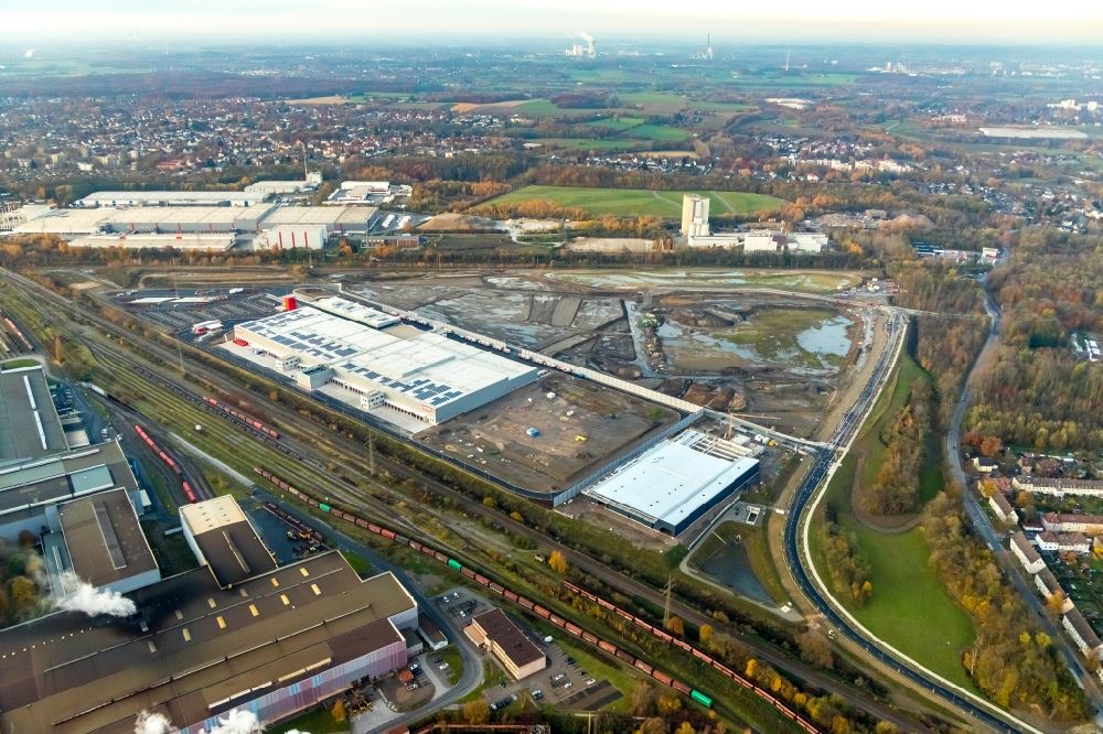 Dortmund von oben - Baustelle zum Neubau eines Logistikzentrums der REWE DORTMUND Großhandel eG in Dortmund im Bundesland Nordrhein-Westfalen, Deutschland