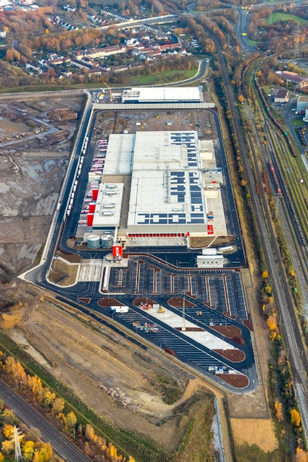 Luftbild Dortmund - Baustelle zum Neubau eines Logistikzentrums der REWE DORTMUND Großhandel eG in Dortmund im Bundesland Nordrhein-Westfalen, Deutschland