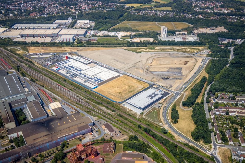 Dortmund von oben - Baustelle zum Neubau eines Logistikzentrums der REWE DORTMUND Großhandel eG in Dortmund im Bundesland Nordrhein-Westfalen, Deutschland