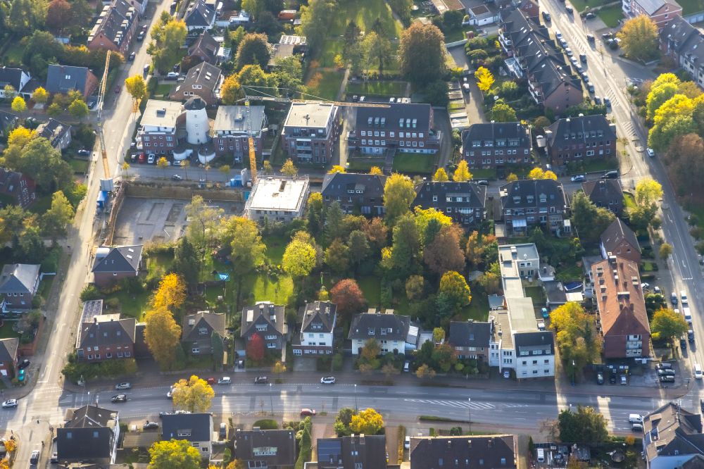 Luftaufnahme Bottrop - Baustelle zum Neubau An Luggesmühle Ecke Sterkrader Straße in Bottrop im Bundesland Nordrhein-Westfalen, Deutschland