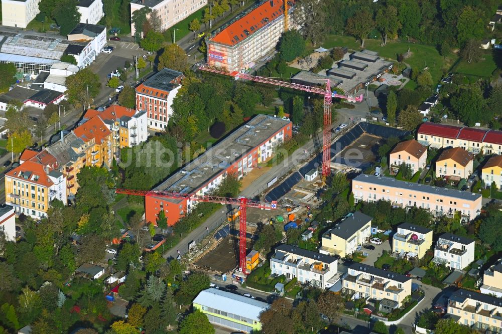 Luftaufnahme Leipzig - Baustelle zum Neubau an der Malteserstraße - An der Querbreite in Leipzig im Bundesland Sachsen, Deutschland
