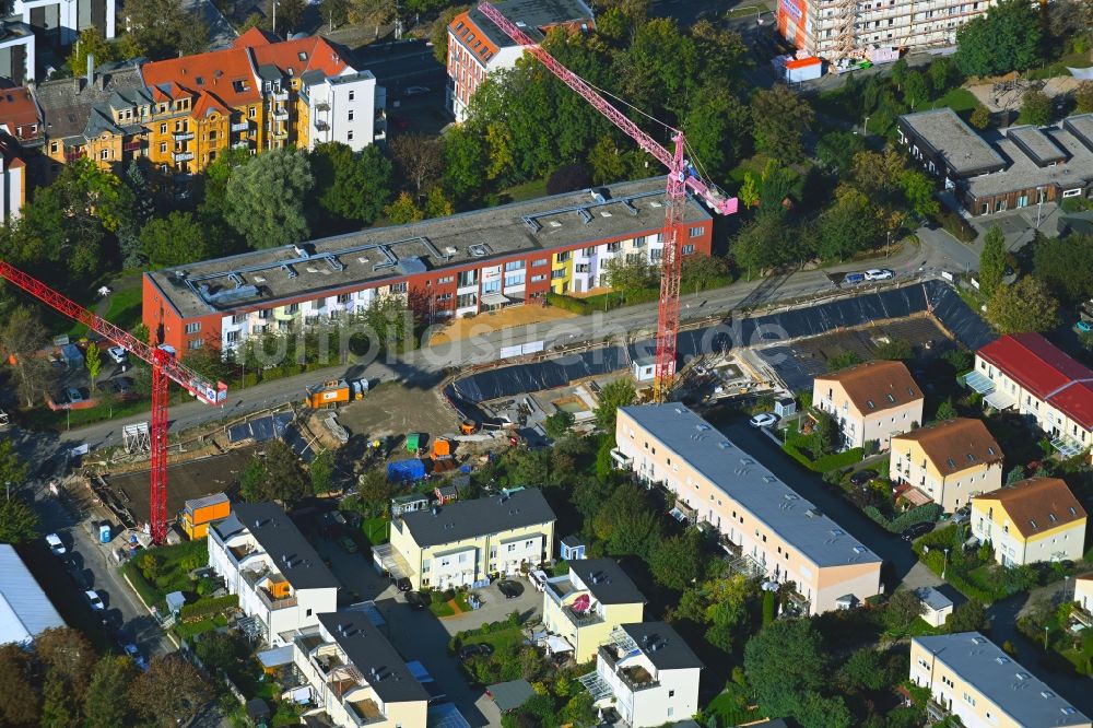 Leipzig von oben - Baustelle zum Neubau an der Malteserstraße - An der Querbreite in Leipzig im Bundesland Sachsen, Deutschland