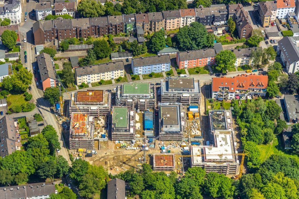 Luftbild Herne - Baustelle zum Neubau einer Mehrfamilienhaus-Wohnanlage Albert-Schweitzer-Carré in Herne im Bundesland Nordrhein-Westfalen, Deutschland