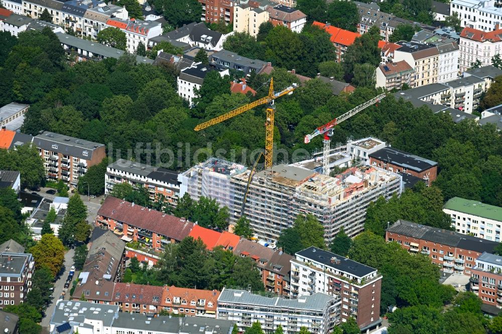 Luftaufnahme Hamburg - Baustelle zum Neubau einer Mehrfamilienhaus-Wohnanlage AMANDA Hamburg am Schulterblatt Ecke Amandastraße in Hamburg, Deutschland
