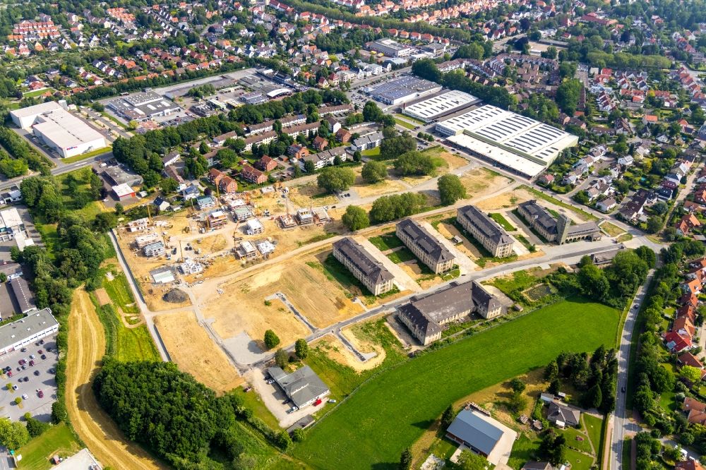 Luftbild Soest - Baustelle zum Neubau einer Mehrfamilienhaus-Wohnanlage Belgisches Viertel Soest in Soest im Bundesland Nordrhein-Westfalen, Deutschland