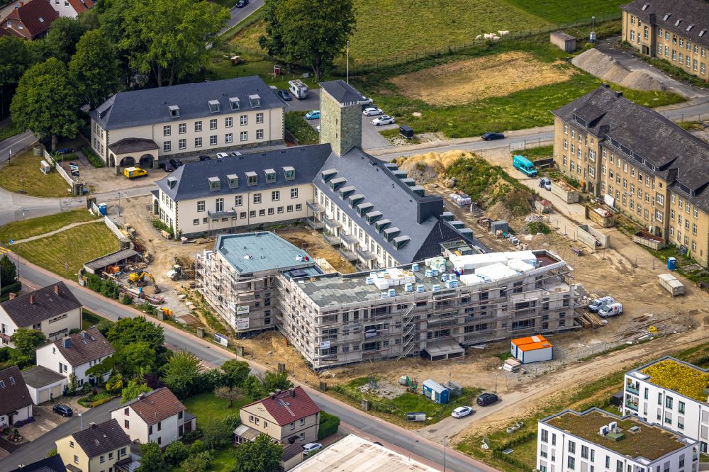 Luftbild Soest - Baustelle zum Neubau einer Mehrfamilienhaus-Wohnanlage Belgisches Viertel Soest in Soest im Bundesland Nordrhein-Westfalen, Deutschland
