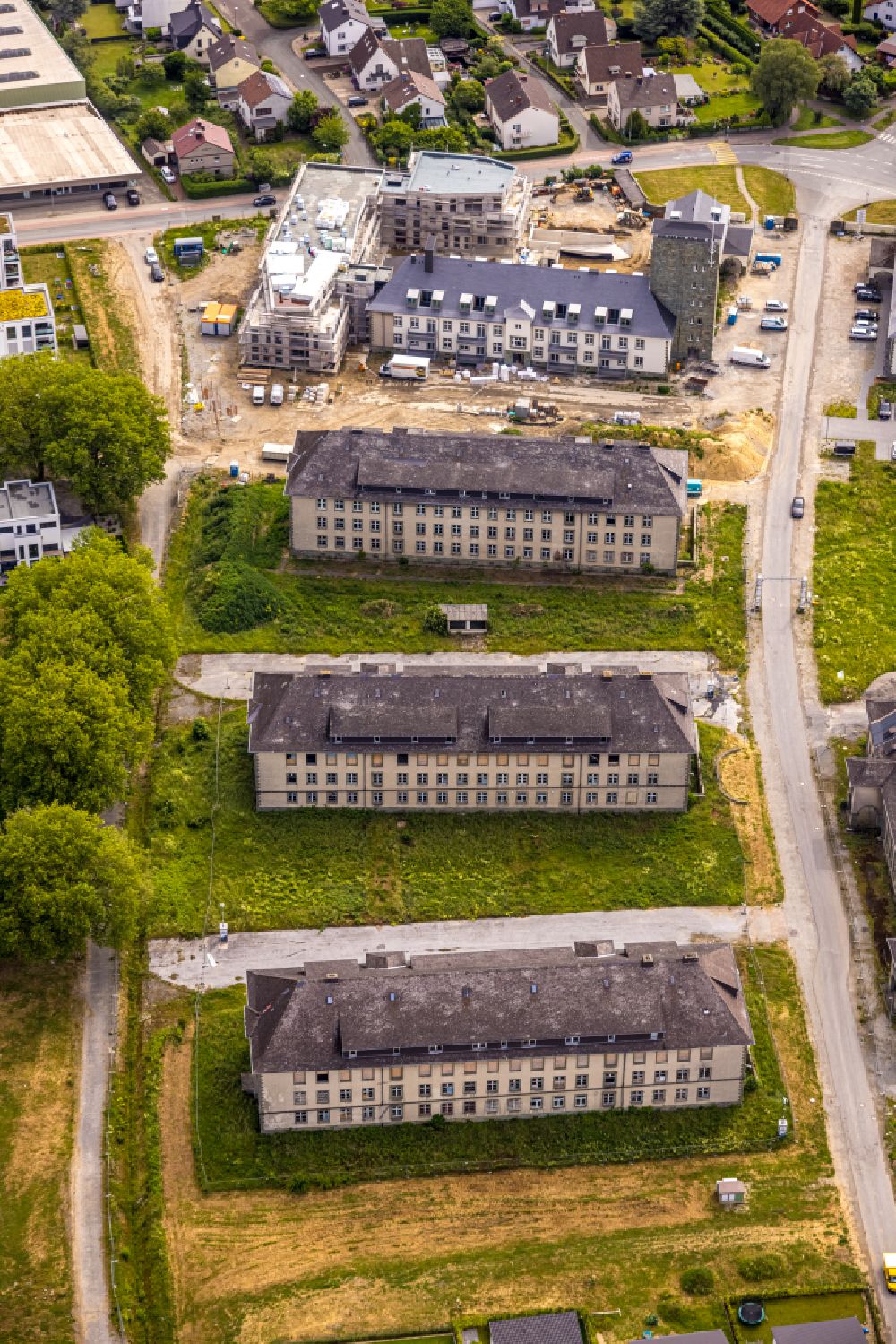 Soest von oben - Baustelle zum Neubau einer Mehrfamilienhaus-Wohnanlage Belgisches Viertel Soest in Soest im Bundesland Nordrhein-Westfalen, Deutschland