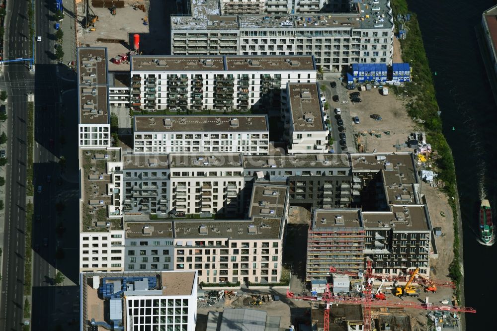Luftbild Berlin - Baustelle zum Neubau einer Mehrfamilienhaus-Wohnanlage Budapester Höfe in der Europacity in Berlin, Deutschland