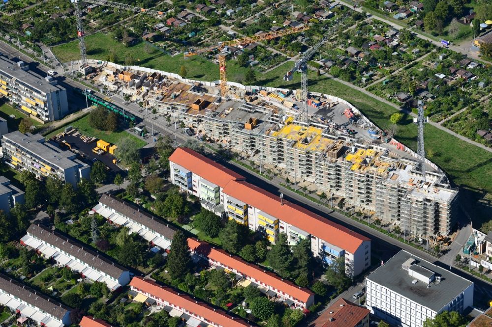 Luftbild Basel - Baustelle zum Neubau einer Mehrfamilienhaus-Wohnanlage an der Burgfelderstrasse im Ortsteil Sankt Johann in Basel, Schweiz