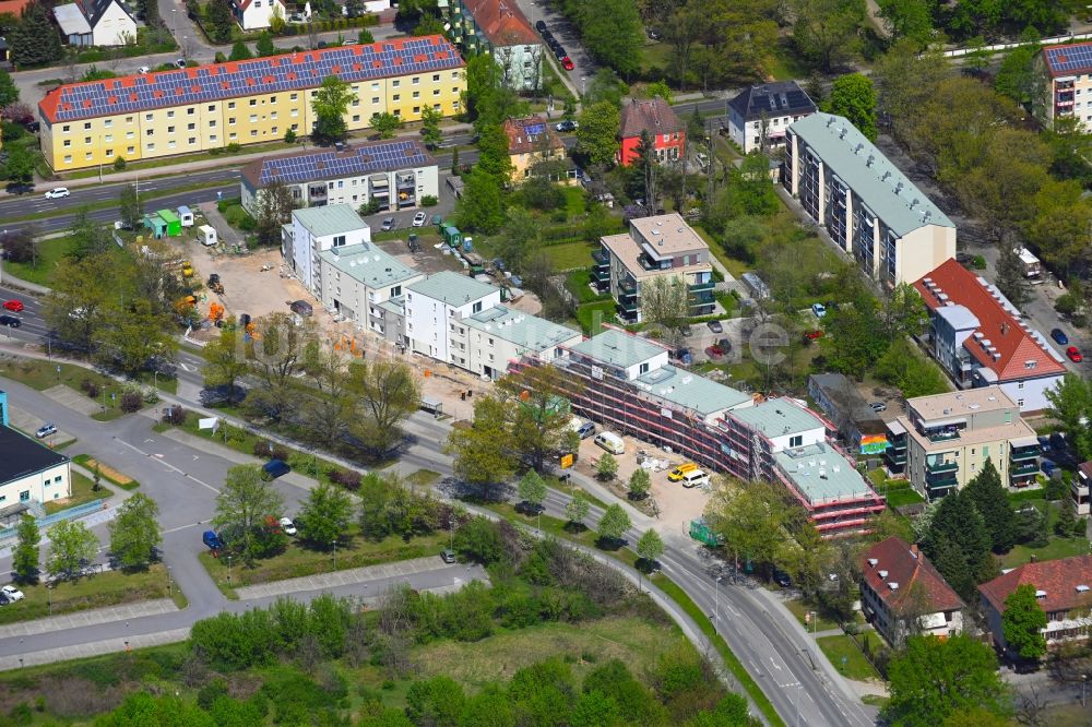 Cottbus von oben - Baustelle zum Neubau einer Mehrfamilienhaus- Wohnanlage in Cottbus im Bundesland Brandenburg, Deutschland