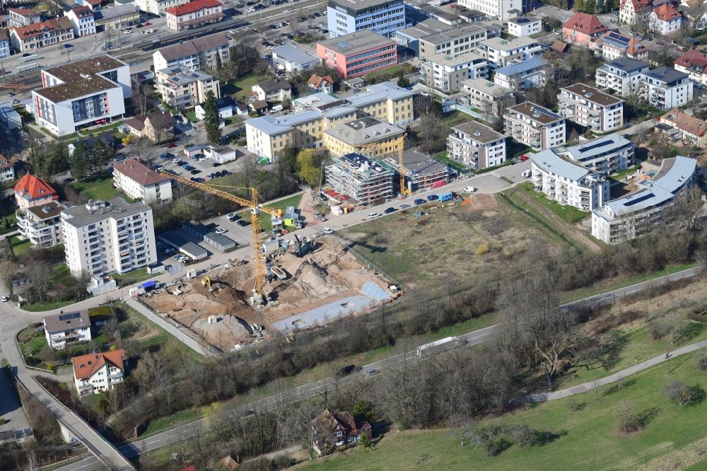Luftaufnahme Schopfheim - Baustelle zum Neubau einer Mehrfamilienhaus-Wohnanlage Am Eisweiher in Schopfheim im Bundesland Baden-Württemberg, Deutschland
