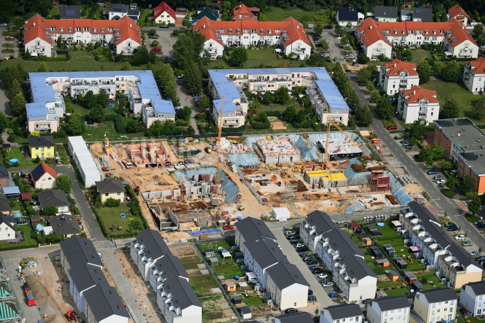 Luftbild Michendorf - Baustelle zum Neubau einer Mehrfamilienhaus-Wohnanlage Falkenweg - Wieselweg - Hasenweg in Michendorf im Bundesland Brandenburg, Deutschland