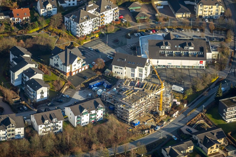 Luftbild Finnentrop - Baustelle zum Neubau einer Mehrfamilienhaus-Wohnanlage in Finnentrop im Bundesland Nordrhein-Westfalen, Deutschland