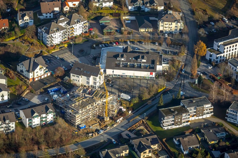 Luftaufnahme Finnentrop - Baustelle zum Neubau einer Mehrfamilienhaus-Wohnanlage in Finnentrop im Bundesland Nordrhein-Westfalen, Deutschland