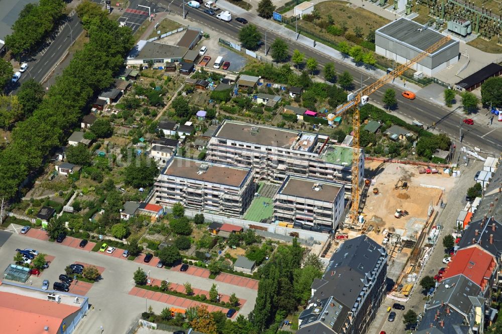 Luftbild Dresden - Baustelle zum Neubau einer Mehrfamilienhaus-Wohnanlage an der Friedensstraße in Dresden im Bundesland Sachsen, Deutschland