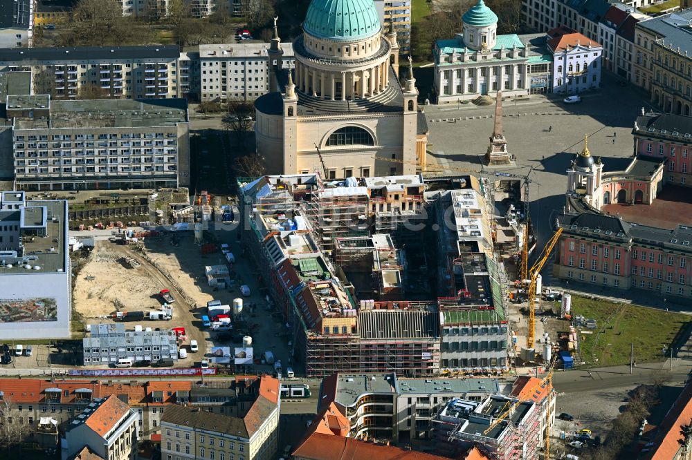 Luftbild Potsdam - Baustelle zum Neubau einer Mehrfamilienhaus-Wohnanlage Friedrich-Ebert-Straße in Potsdam im Bundesland Brandenburg, Deutschland