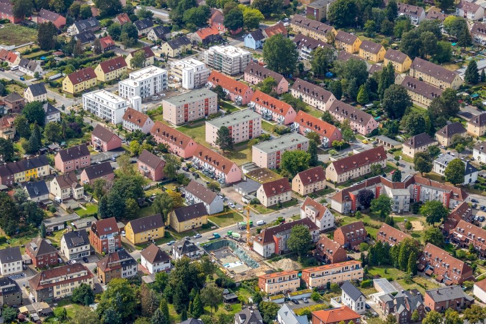 Luftbild Lünen - Baustelle zum Neubau einer Mehrfamilienhaus-Wohnanlage an der Friedrichstraße in Lünen im Bundesland Nordrhein-Westfalen, Deutschland