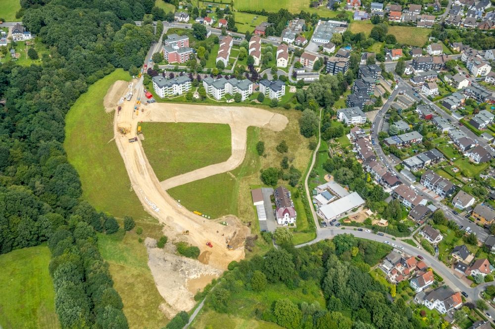 Luftbild Gevelsberg - Baustelle zum Neubau einer Mehrfamilienhaus-Wohnanlage in Gevelsberg im Bundesland Nordrhein-Westfalen - NRW, Deutschland