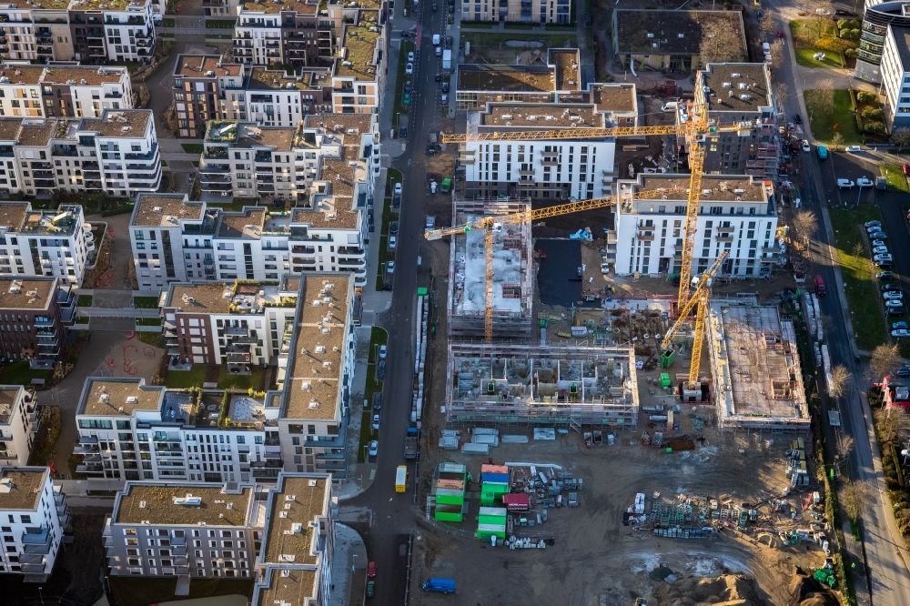 Luftbild Düsseldorf - Baustelle zum Neubau einer Mehrfamilienhaus-Wohnanlage Grafental in Düsseldorf im Bundesland Nordrhein-Westfalen, Deutschland