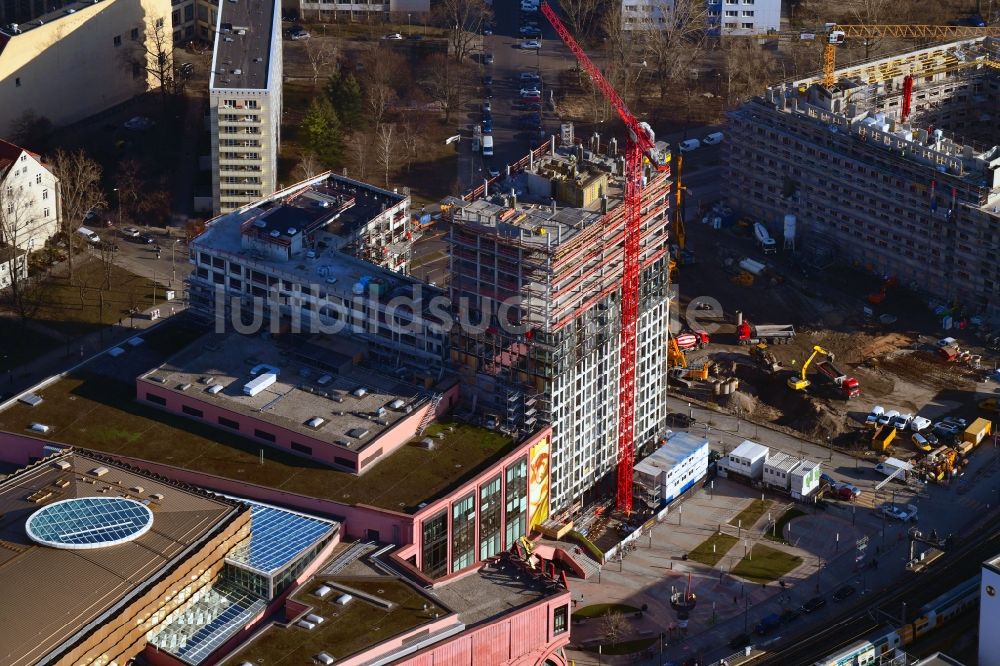 Luftaufnahme Berlin - Baustelle zum Neubau einer Mehrfamilienhaus-Wohnanlage Grandaire im Ortsteil Mitte in Berlin, Deutschland